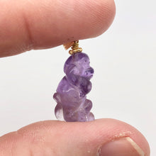 Load image into Gallery viewer, Swingin&#39; Hand Carved Amethyst Monkey and 14K Gold Filled Pendant 509270AMG - PremiumBead Alternate Image 6
