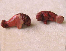 Load image into Gallery viewer, Grace 2 Carved Jasper Manatee Beads | 21x11x9mm | Red - PremiumBead Primary Image 1
