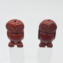 Load image into Gallery viewer, 2 Wisdom Carved Brecciated Jasper Owl Beads | 21x11.5x9mm | Red/Brown - PremiumBead Alternate Image 5
