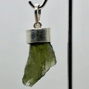 Blue Green Moldavite Sterling Silver Pendant 30x15x6mm | 1 5/8" long