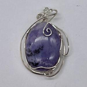 Lavender Agate Sterling Silver Wire-wrap Oval Pendant | 2 3/4" Long | Purple |