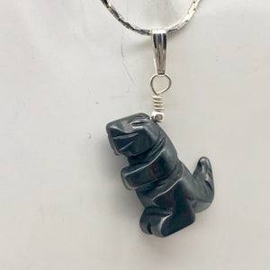 Semi Precious Stone Jewelry T rex Pendant Necklace of Hematite/Silver - PremiumBead Alternate Image 3