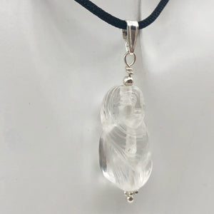 Hand Carved Quartz Female Laughing Buddha Pendant with Silver Findings | 1 3/4" - PremiumBead Alternate Image 3