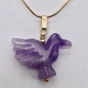 Amethyst Dove Bird Pendant Necklace|Semi Precious Stone Jewelry|14k Pendant - PremiumBead Primary Image 1