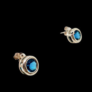 December 7mm Blue Zircon & Sterling Silver Earrings 9780Lb