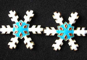 2 Turquoise Cloisonne 30x27mm Snowflake Centerpiece Beads 8638D - PremiumBead Primary Image 1