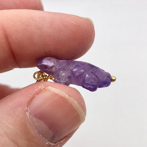 Charming Carved Natural Amethyst Lizard and 14K Gold Filled Pendant 509269AMG - PremiumBead Alternate Image 7