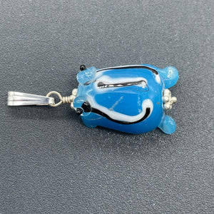 Lampwork Frog Sterling Silver Frog | 1" Long | Sky Blue | 1 Pendant |