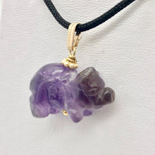 Load image into Gallery viewer, Piggie! Hand Carved Purple Amethyst Pig and 14K Gold Filled Pendant 509274DAMG - PremiumBead Alternate Image 7
