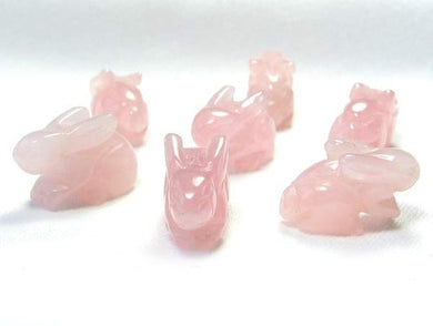 Hoppy 2 Carved Rose Quartz Bunny Rabbit Beads | 22x12x10m | Pink - PremiumBead Primary Image 1