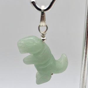 Aventurine Dinosaur Tyrannosaurus Rex Sterling Silver Pendant | 1.5" (Long) | - PremiumBead Primary Image 1