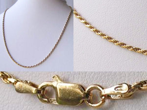Italian Vermeil 1.5mm Rope Chain 18" Necklace 10024B - PremiumBead Primary Image 1