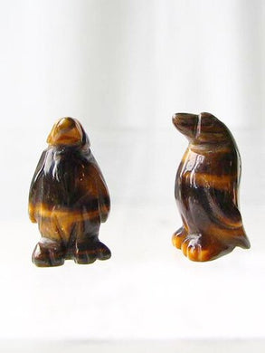 March of The Penguins 2 Tigereye Carved Beads | 21x12x11mm | Golden Brown - PremiumBead Primary Image 1