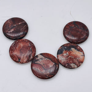 Oregon Red Devil Jasper 40mm Coin Bead 8 inch Strand 9571HS