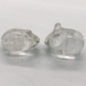 Cute Quartz Carved Mouse Beads | 19x11x11 mm | Clear
