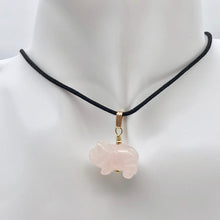 Load image into Gallery viewer, Rose Quartz Pig Pendant Necklace | Semi Precious Stone Jewelry | 14k Pendant
