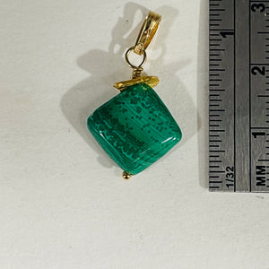 Malachite 8mm 14K Gold Filled Drop/Dangle | 1" Long | Green | 1 Pendant |