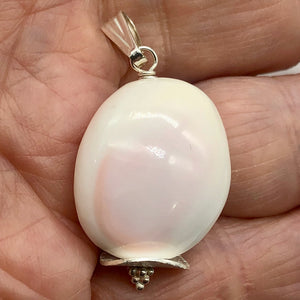 Pink Conch Shell Drop Sterling Silver Pendant | 1 1/2" Long |