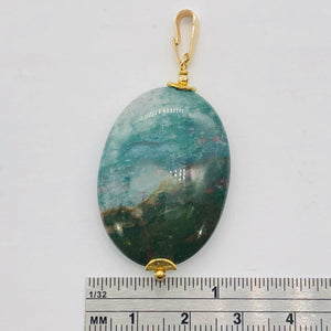 Rare Huge Bloodstone & 14K Gold Filled Oval Pendant | 2" Long |
