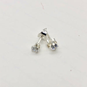 April Birthstone 3mm Clear Cubic Zircon & 925 Sterling Silver Stud Earrings - PremiumBead Alternate Image 3