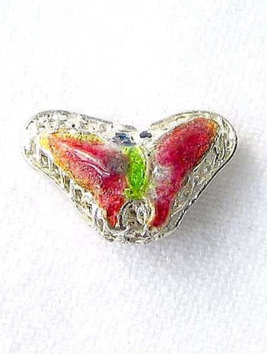 Lime & Cherry Cloisonne 16x10mm Butterfly Pendant Beads 8635B - PremiumBead Primary Image 1