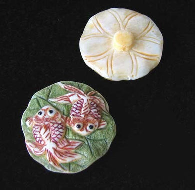 Koi Goldfish Waterbuffalo Carved Bone Button 9700D - PremiumBead Primary Image 1
