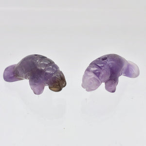 Grace 2 Carved Purple Amethyst Manatee Beads | 21x11x9mm | Purple - PremiumBead Primary Image 1