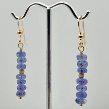 Load image into Gallery viewer, Tanzanite Faceted Roundel Bead 14K Gold Filled Earrings| 1.5&quot; Long|Bluish Violet
