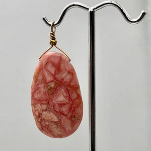 Natural Rhodochrosite 14kgf wire wrap pendant | 39x24x5mm 2 inches Long |