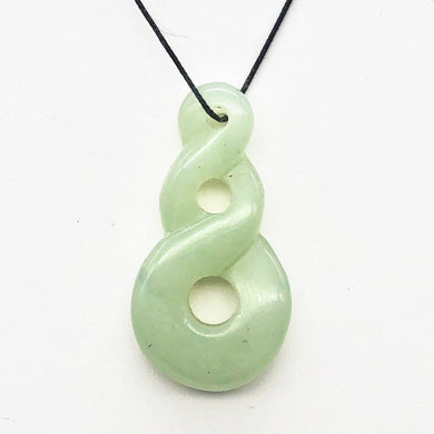 Infinity Pendant of Carved Natural Serpentine with Simple Black Cord 10821G - PremiumBead Primary Image 1