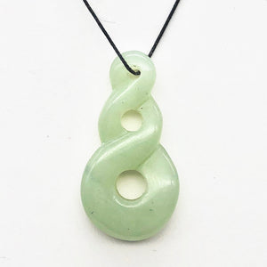 Infinity Pendant of Carved Natural Serpentine with Simple Black Cord 10821G - PremiumBead Primary Image 1