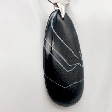 Stunning! Black and White Sardonyx & Silver Pendant - PremiumBead Primary Image 1