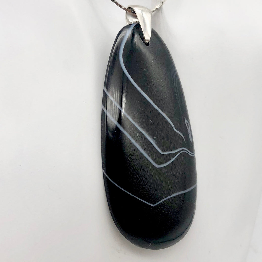 Stunning! Black and White Sardonyx & Silver Pendant - PremiumBead Primary Image 1