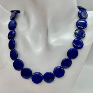 Exquisite Natural Lapis 16x5mm Coin Bead Strand 109345