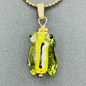Lampwork Frog 14K Gold Filled Frog | 1" Long | Peridot | 1 Pendant |