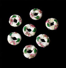 Load image into Gallery viewer, 7 Flowers White Cloisonne 15x4mm Pi Circle Beads 8637A - PremiumBead Primary Image 1

