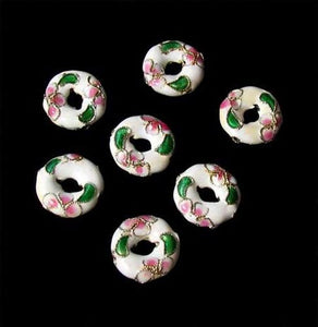 7 Flowers White Cloisonne 15x4mm Pi Circle Beads 8637A - PremiumBead Primary Image 1