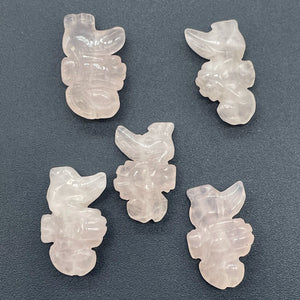 2 Rose Quartz Carved Seahorse Beads | 35x19x5mm | Pink