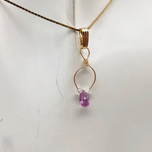 Load image into Gallery viewer, Designer Pink Sapphire with White Sapphire side stones 14Kgf Wirewrap Pendant - PremiumBead Alternate Image 2
