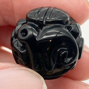 Hand Carved Black Onyx Long Life Dragon 20mm Pendant Bead 10766 - PremiumBead Alternate Image 2