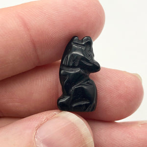 Howling New Moon Carved ObsidianWolf/Coyote Figurine - PremiumBead Alternate Image 3