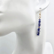 Load image into Gallery viewer, Vibrant Faceted Iolite Roundel Bead Dangling Earrings |Rose Gold | 1 3/4&quot; Long |
