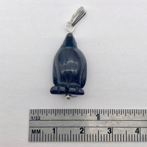 Blue Gold Stone Hand Carved Penguin & Silver Pendant| 1 3/8" Long| Blue Spark | - PremiumBead Alternate Image 5