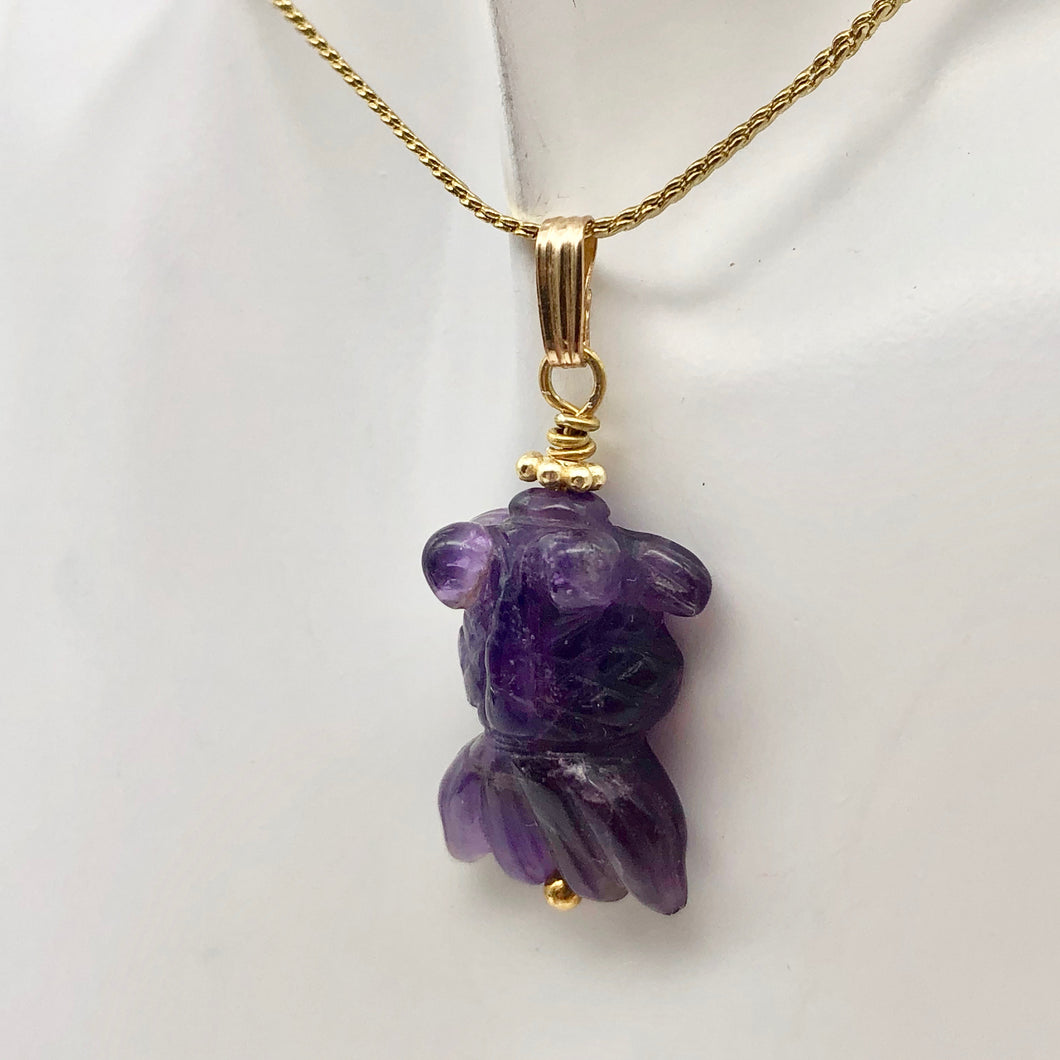 Amethyst Goldfish Pendant Necklace | Semi Precious Stone Jewelry | 14k Pendant - PremiumBead Primary Image 1