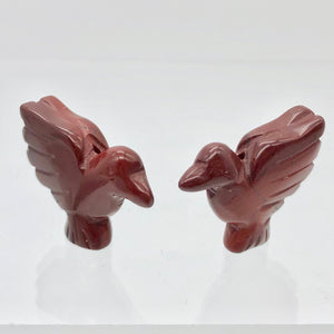 2 Hand Carved Brecciated Jasper Dove Bird Beads | 25.5x19x5.5mm | Red - PremiumBead Primary Image 1