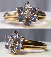 Load image into Gallery viewer, Tanzanite &amp; Diamond Solid 10Kt Yellow Gold Flower Ring Size 7 9982F - PremiumBead Alternate Image 4
