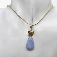Load image into Gallery viewer, Blue Chalcedony Designer 14K Gold Filled Pendant | 22x12x6mm | 1 5/8&quot; Long |
