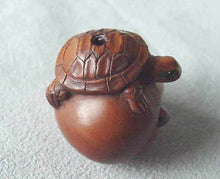 Load image into Gallery viewer, Terrific Carved Boxwood Turtle On Egg Ojime/Netsuke Bead | 21x21.5x17mm | Brown - PremiumBead Alternate Image 2
