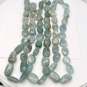 Natural Aquamarine Pebble Bead 8" Strand | 11 Beads | 25x15x11-15.5x13x7mm | - PremiumBead Alternate Image 7