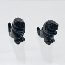 Load image into Gallery viewer, T-Rex Dinosaur Carved Obsidian Tyrannosaurus Rex Figurine | 21x18.5x7mm | Black - PremiumBead Alternate Image 4
